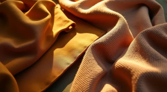 Kollektion edler Stoffe und Materialien: Kaschmir, Seide, Cordovan-Leder in luxuriöser Umgebung