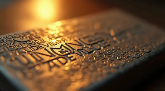 Makroaufnahme eines personalisierten Gravur-Schmuckstücks mit emotionaler Tiefenwirkung und Lichteffekten