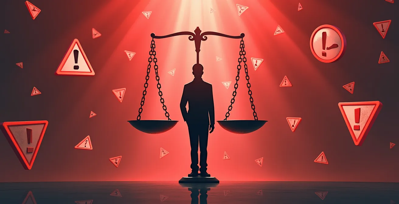Symbole für Betrug und unseriöse Praktiken beim Goldankauf - rote Flaggen und Warnsymbole
