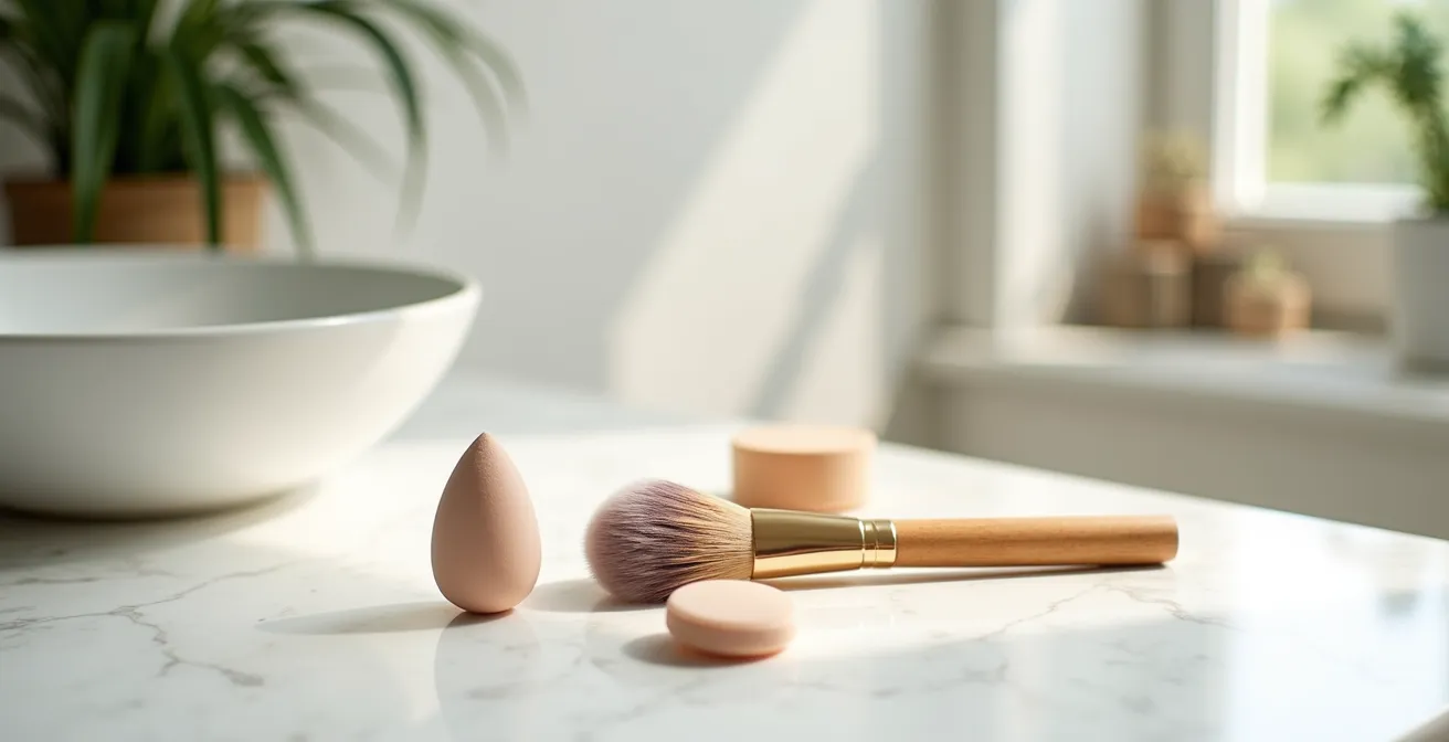 Verschiedene Foundation-Werkzeuge im professionellen Einsatz