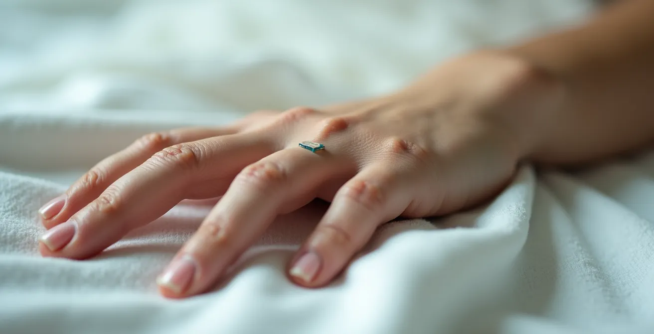 Nahaufnahme eines Handgelenks mit sichtbaren Venen zur Bestimmung des Hautuntertons