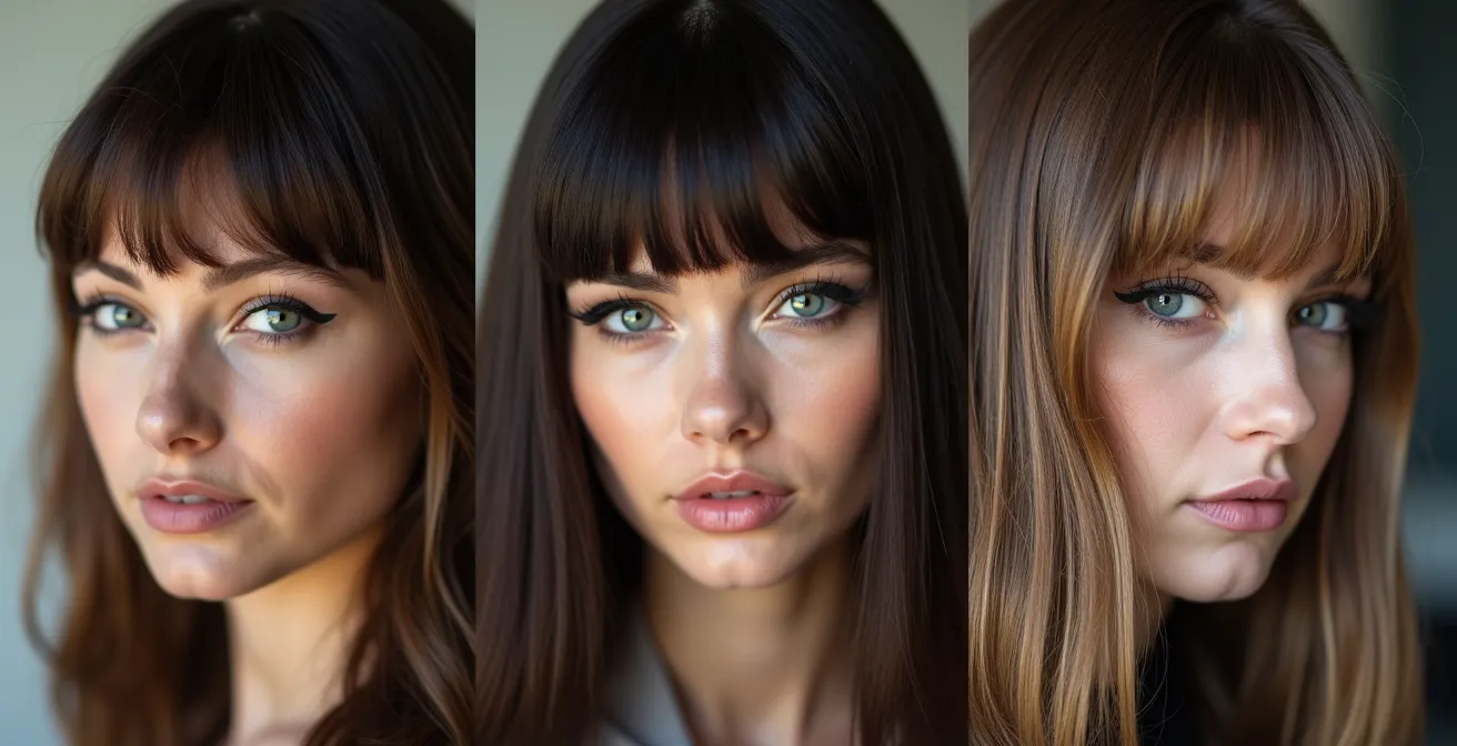 Porträt zeigt verschiedene Pony-Stile und deren Einfluss auf das Gesichtsstyling