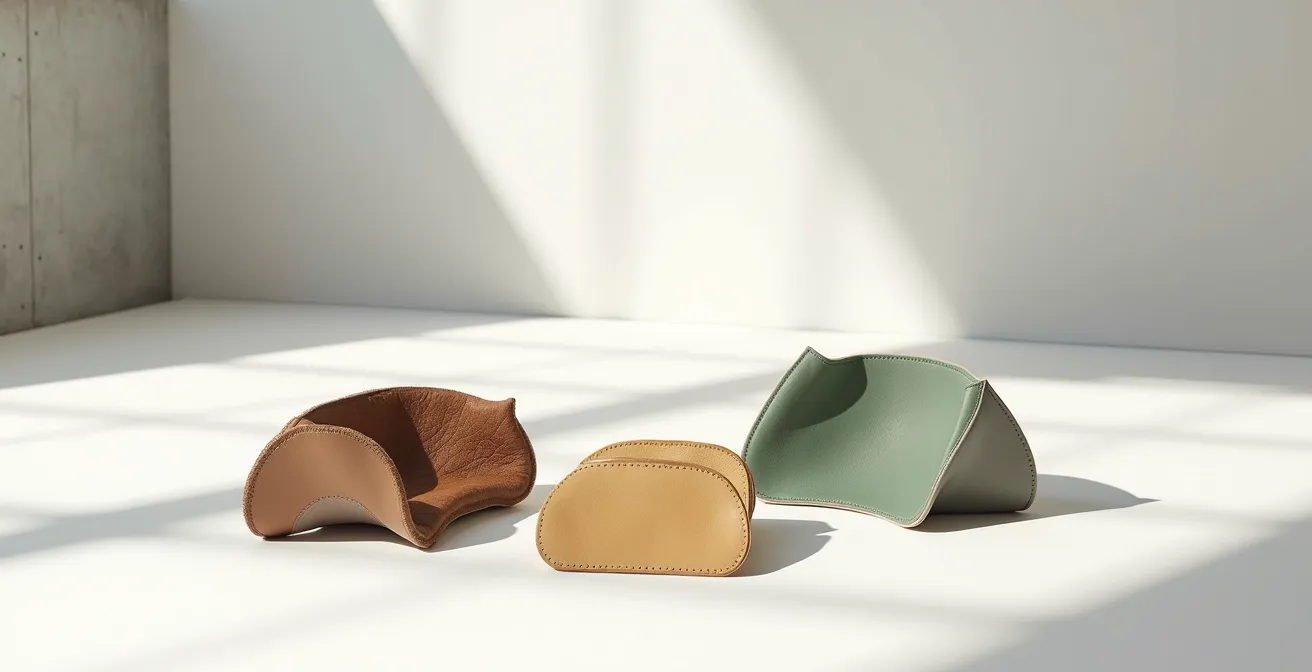 Vergleich verschiedener veganer Lederalternativen aus Pilz, Ananas und Kaktus